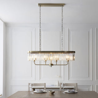 Chesterfield 4 Light Antique Brass & Crystal Pendant Bar