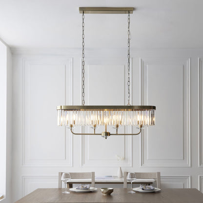 Chesterfield 4 Light Antique Brass & Crystal Pendant Bar