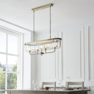 Chesterfield 4 Light Antique Brass & Crystal Pendant Bar