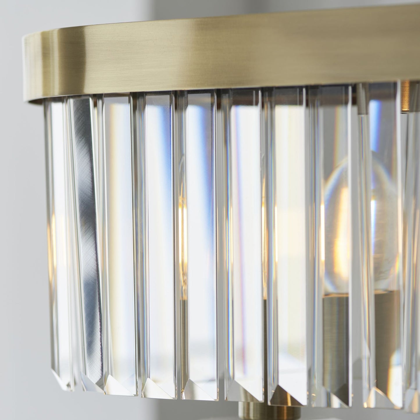 Chesterfield 4 Light Antique Brass & Crystal Pendant Bar