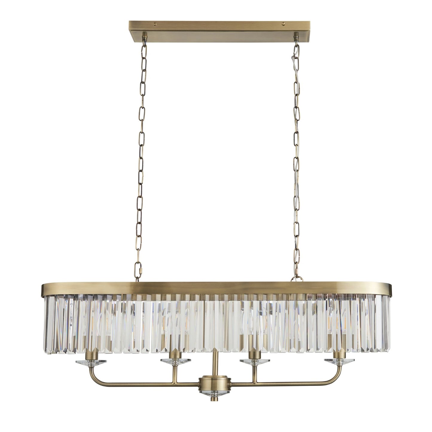 Chesterfield 4 Light Antique Brass & Crystal Pendant Bar
