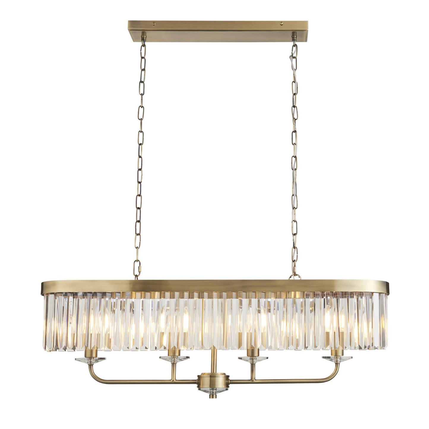 Chesterfield 4 Light Antique Brass & Crystal Pendant Bar
