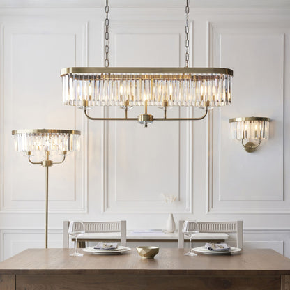 Chesterfield 4 Light Antique Brass & Crystal Pendant Bar