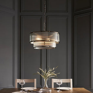 Ridgeton 5 Light Antique Brass & Glass Pendant Ceiling Light