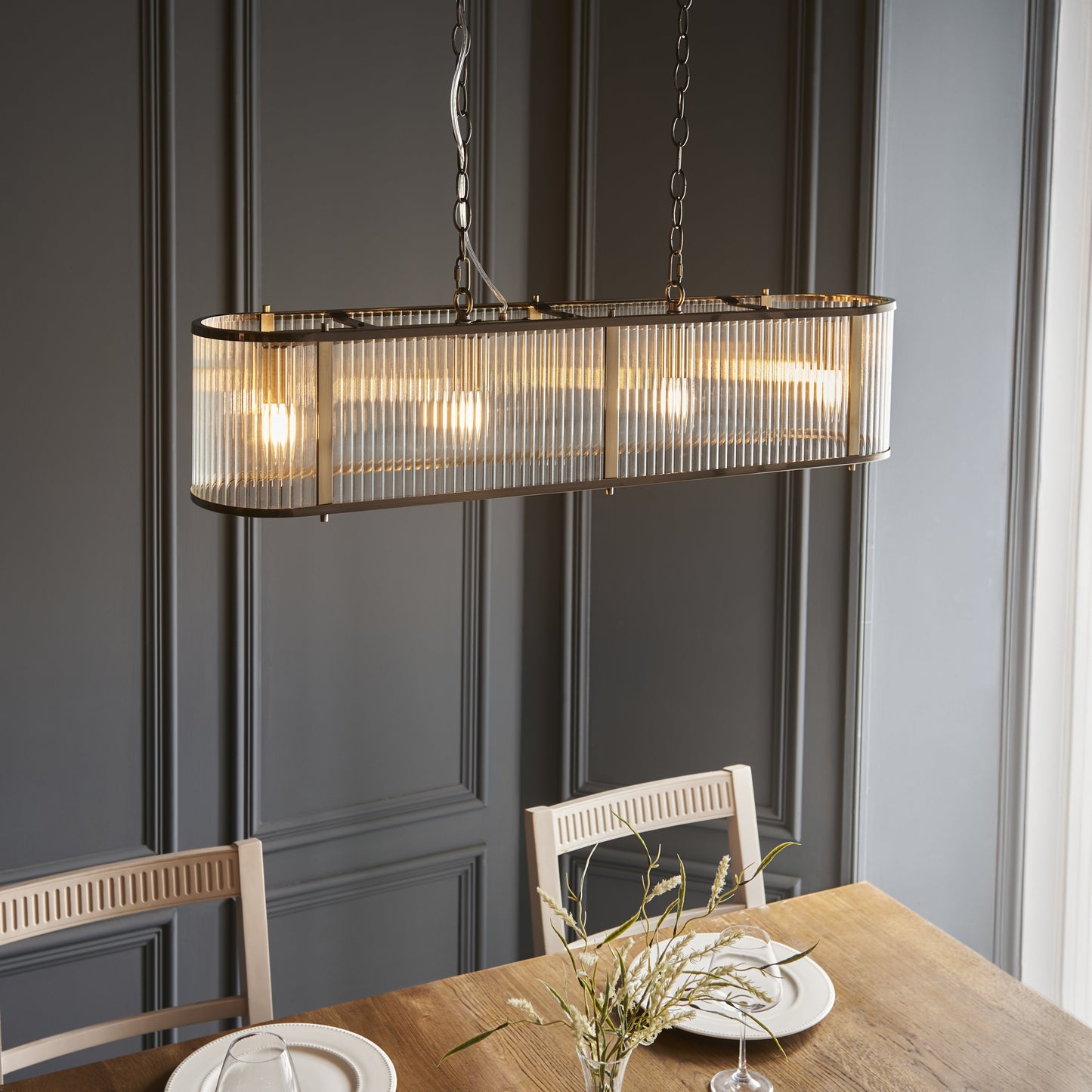 Ridgeton 4 Light Linear Pendant Antique Brass