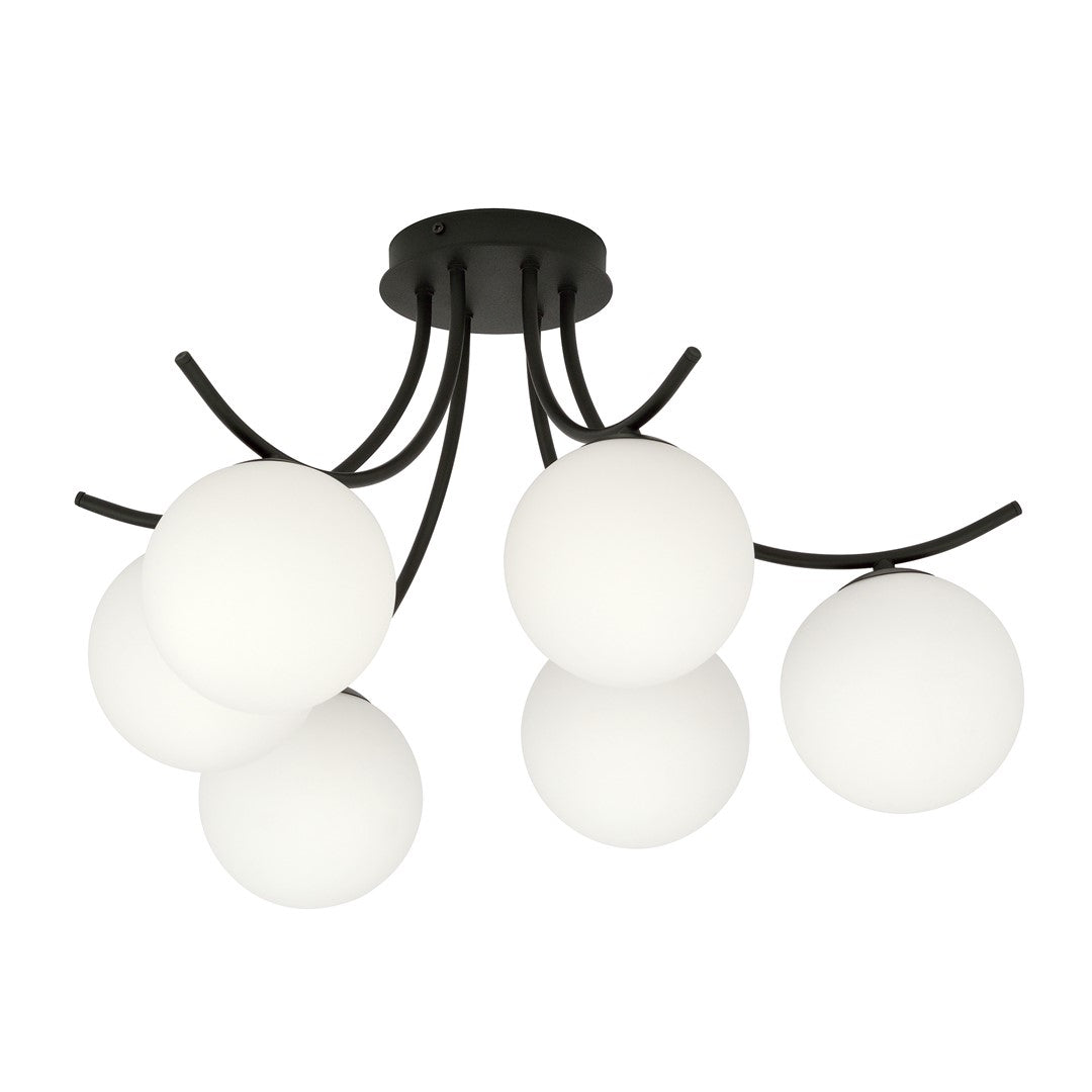 Boston 6 Light Semi Flush Black & White