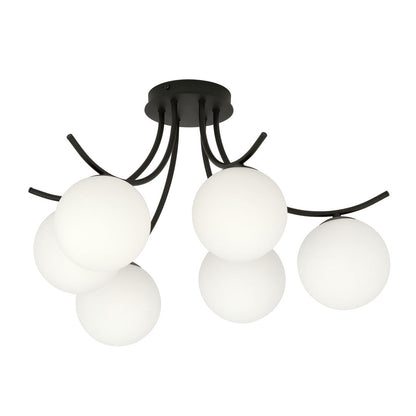 Boston 6 Light Semi Flush Black & White
