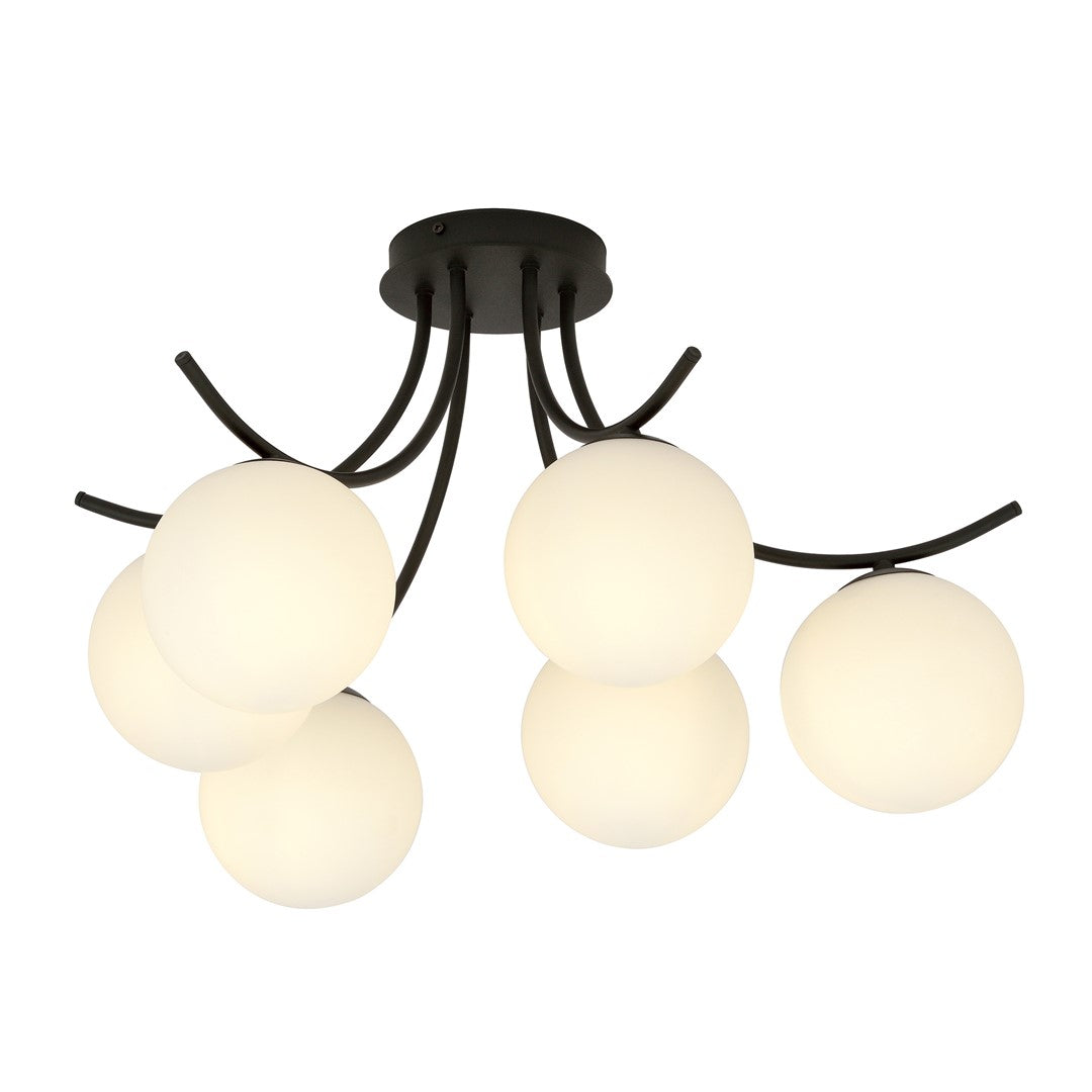 Boston 6 Light Semi Flush Black & White