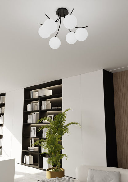 Boston 6 Light Semi Flush Black & White