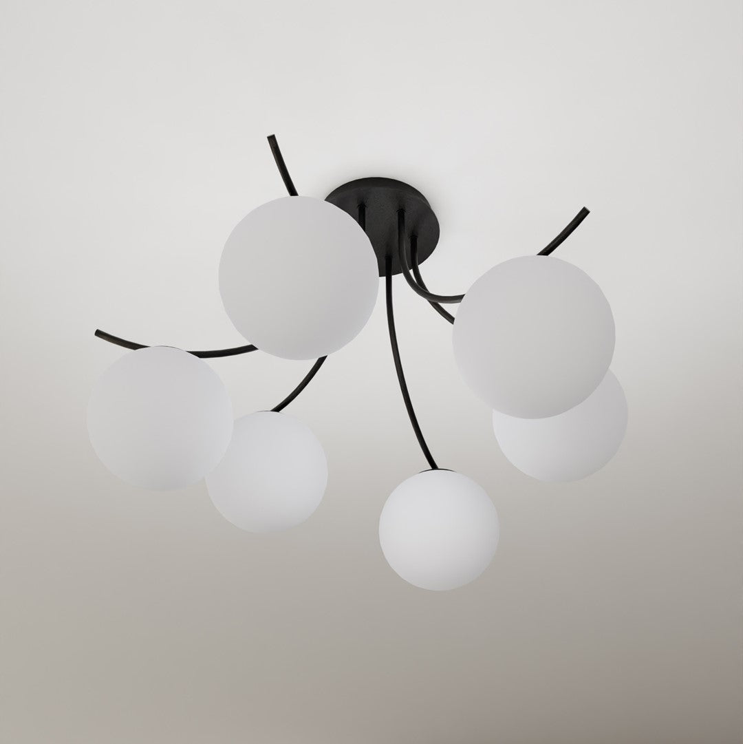 Boston 6 Light Semi Flush Black & White