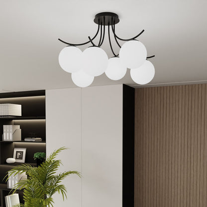 Boston 6 Light Semi Flush Black & White