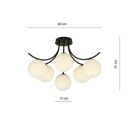 Boston 6 Light Semi Flush Black & White