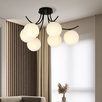 Boston 6 Light Semi Flush Black & White