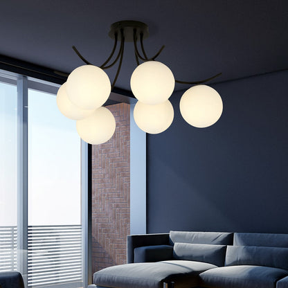 Boston 6 Light Semi Flush Black & White