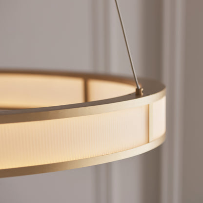 Classic Ribbed Hoop Pendant Brushed Gold