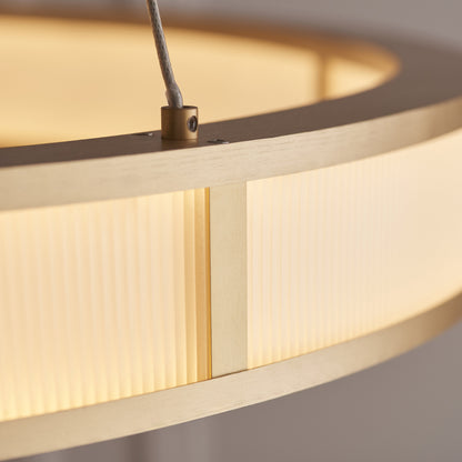 Classic Ribbed Hoop Pendant Brushed Gold