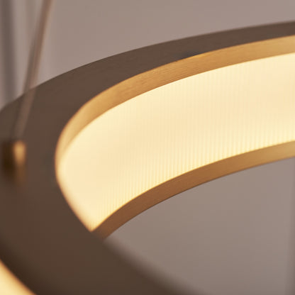 Classic Ribbed Hoop Pendant Brushed Gold