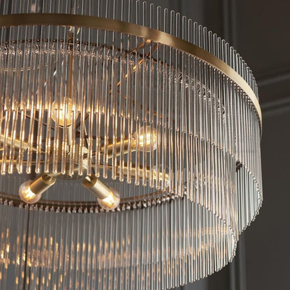Marietta 7 Light Antique Brass & Glass Pendant Ceiling Light