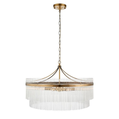 Marietta 7 Light Antique Brass & Glass Pendant Ceiling Light