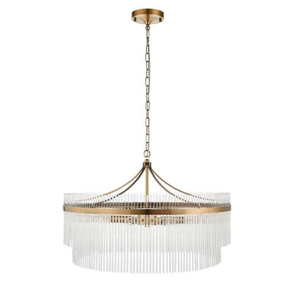 Marietta 7 Light Antique Brass & Glass Pendant Ceiling Light