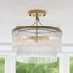 Marietta 3 Light Antique Brass & Glass Semi Flush Ceiling Light
