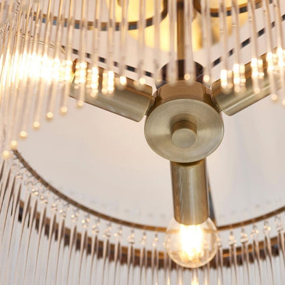 Marietta 3 Light Antique Brass & Glass Semi Flush Ceiling Light