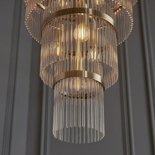 Marietta 21 Light Antique Brass & Glass Pendant Ceiling Light