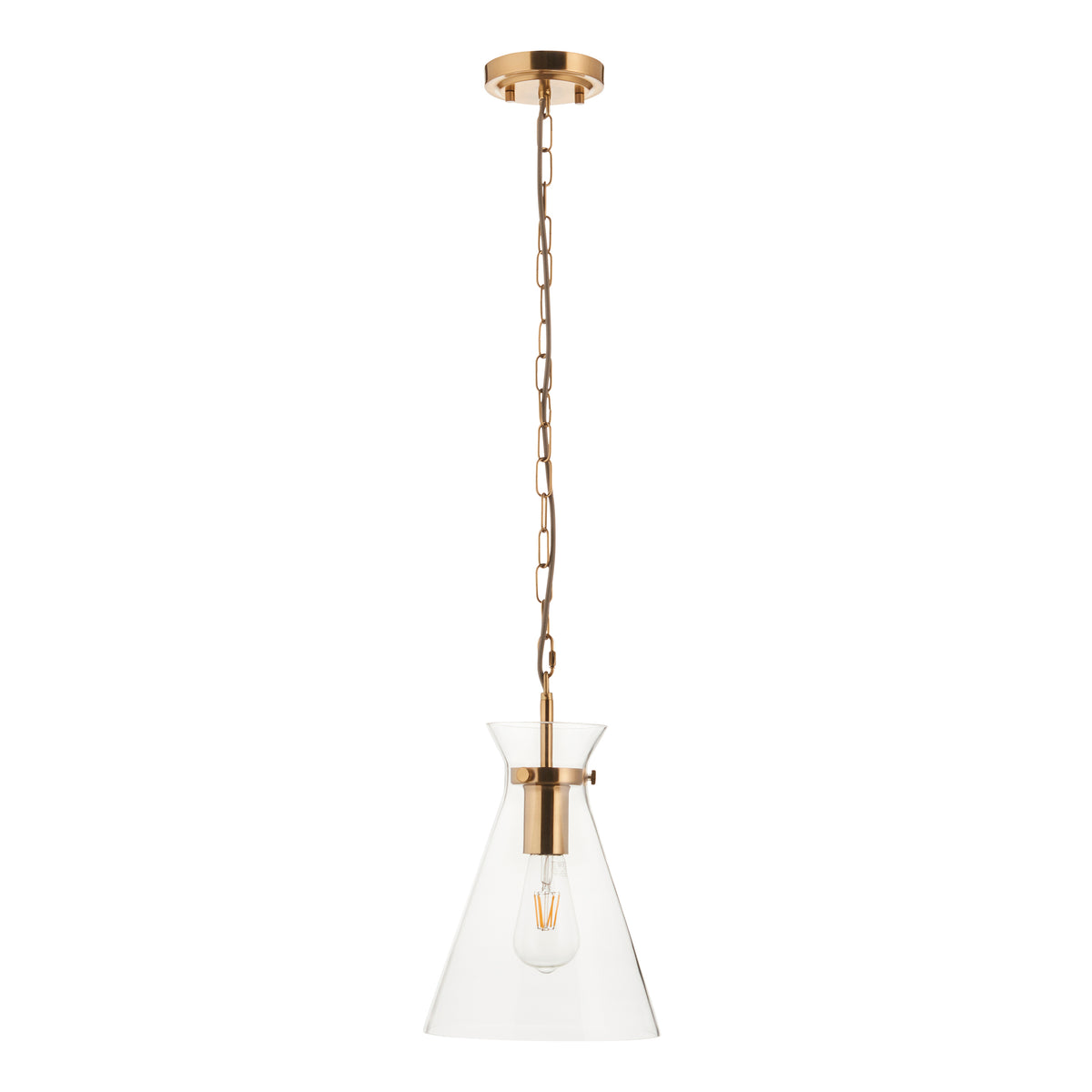 Harlow Aged Brass & Clear Glass Pendant Ceiling Light