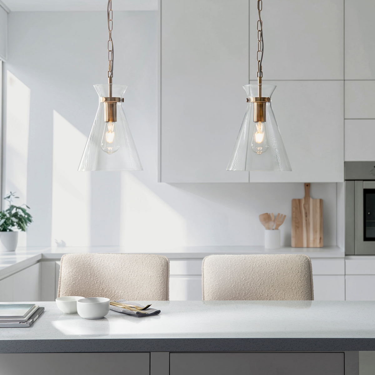Harlow Aged Brass & Clear Glass Pendant Ceiling Light