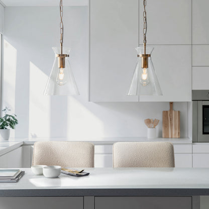 Harlow Aged Brass & Clear Glass Pendant Ceiling Light