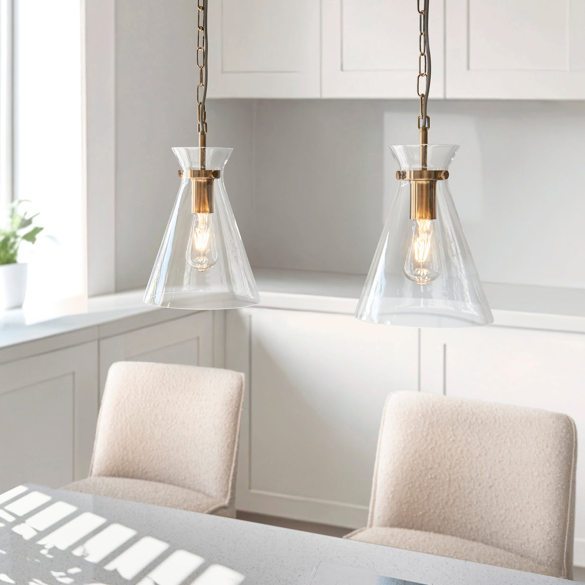 Harlow Aged Brass & Clear Glass Pendant Ceiling Light