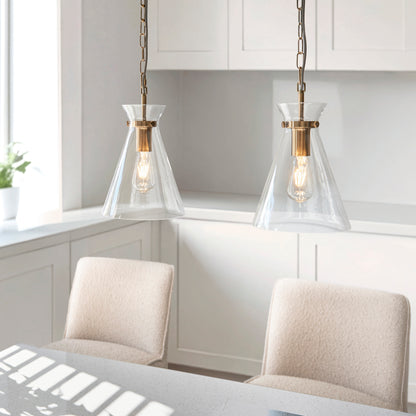Harlow Aged Brass & Clear Glass Pendant Ceiling Light