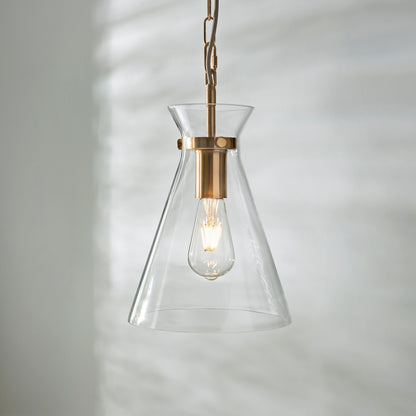 Harlow Aged Brass & Clear Glass Pendant Ceiling Light