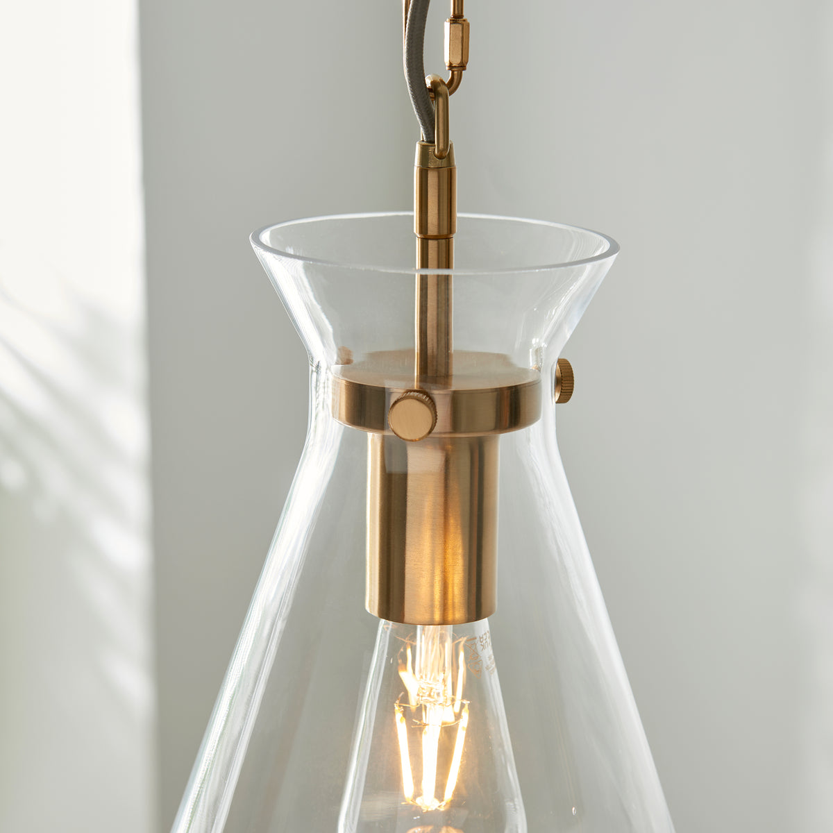 Harlow Aged Brass & Clear Glass Pendant Ceiling Light