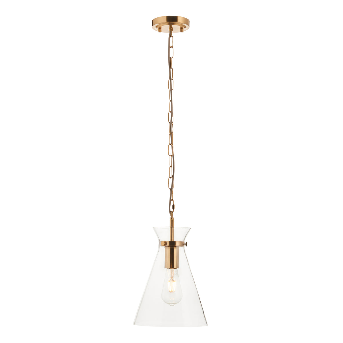 Harlow Aged Brass & Clear Glass Pendant Ceiling Light