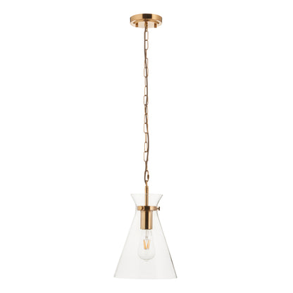 Harlow Aged Brass & Clear Glass Pendant Ceiling Light