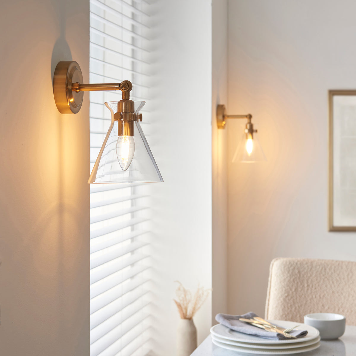 Harlow Aged Brass & Clear Glass Wall Light