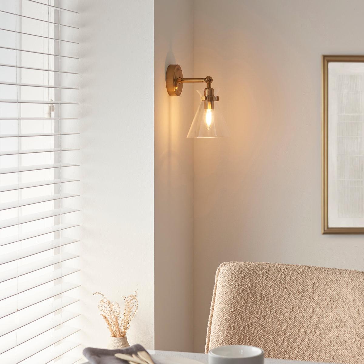 Harlow Aged Brass & Clear Glass Wall Light