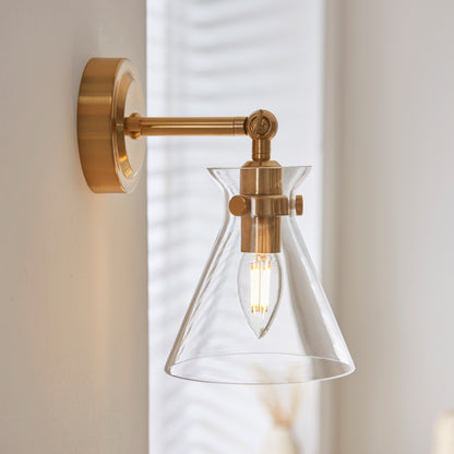 Harlow Aged Brass & Clear Glass Wall Light