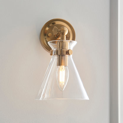 Harlow Aged Brass & Clear Glass Wall Light