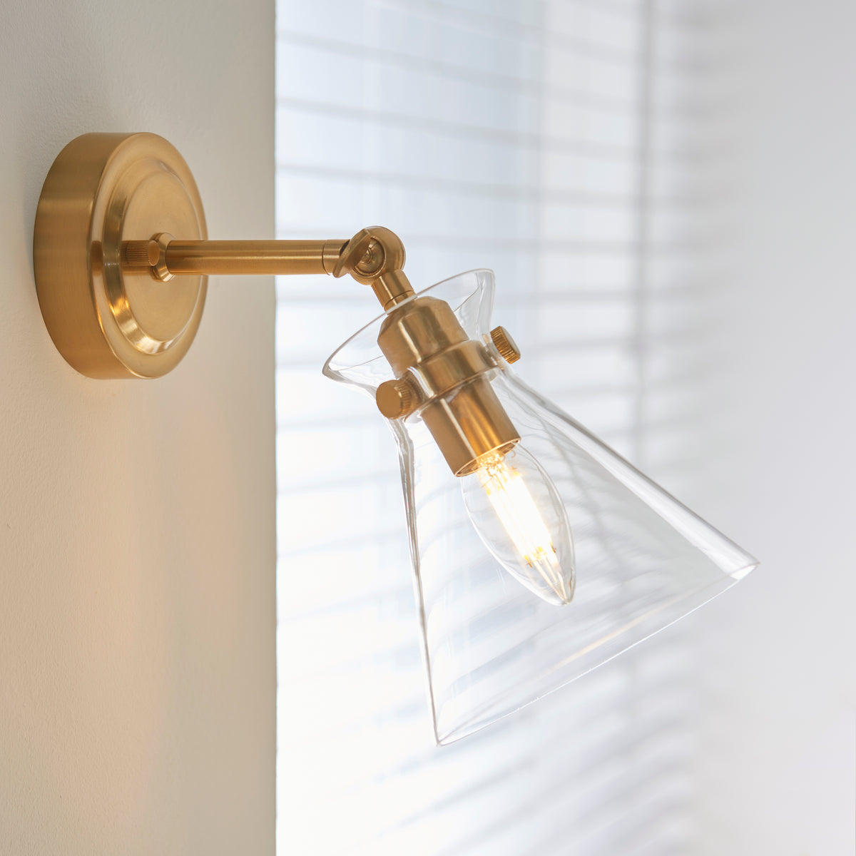 Harlow Aged Brass & Clear Glass Wall Light