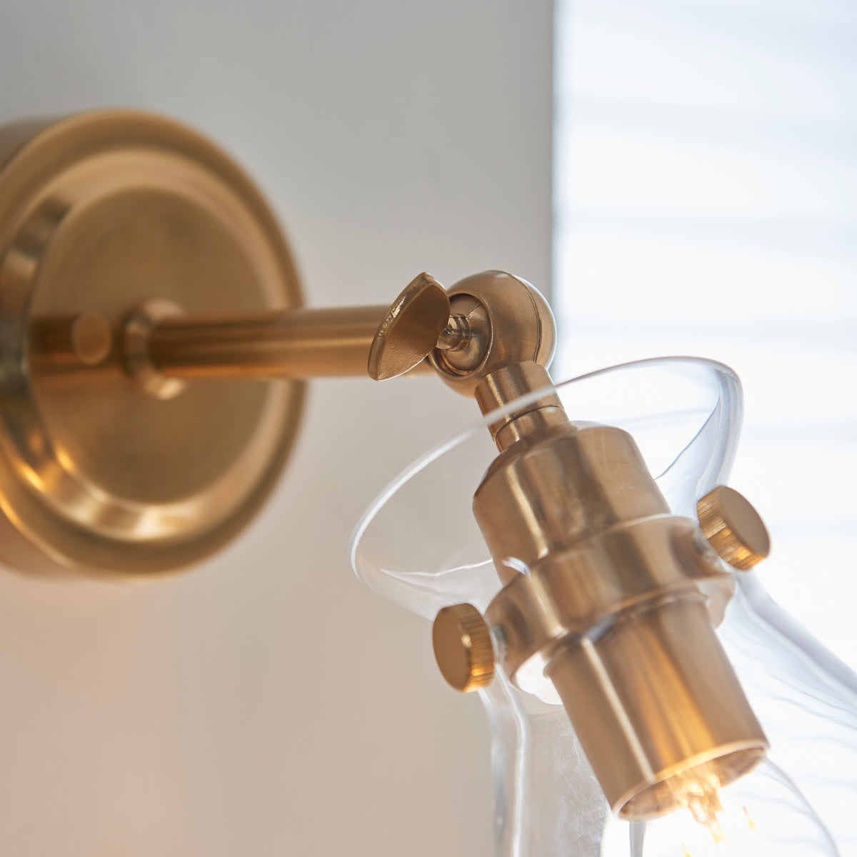 Harlow Aged Brass & Clear Glass Wall Light