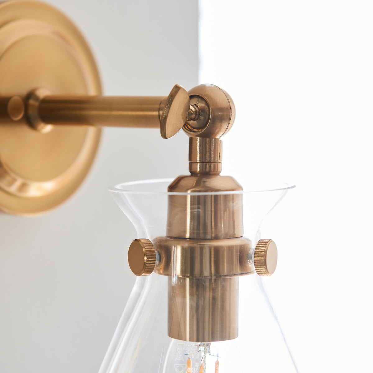 Harlow Aged Brass & Clear Glass Wall Light