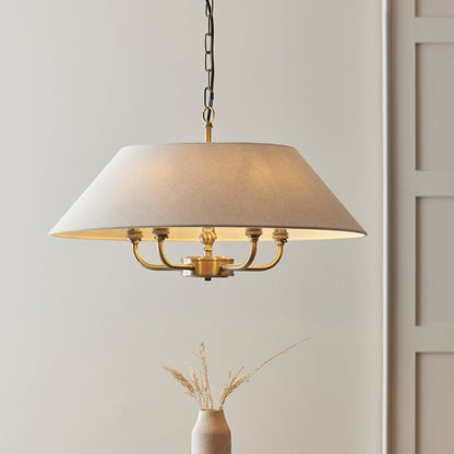Lille Shaded 5 Light Pendant Antique Brass