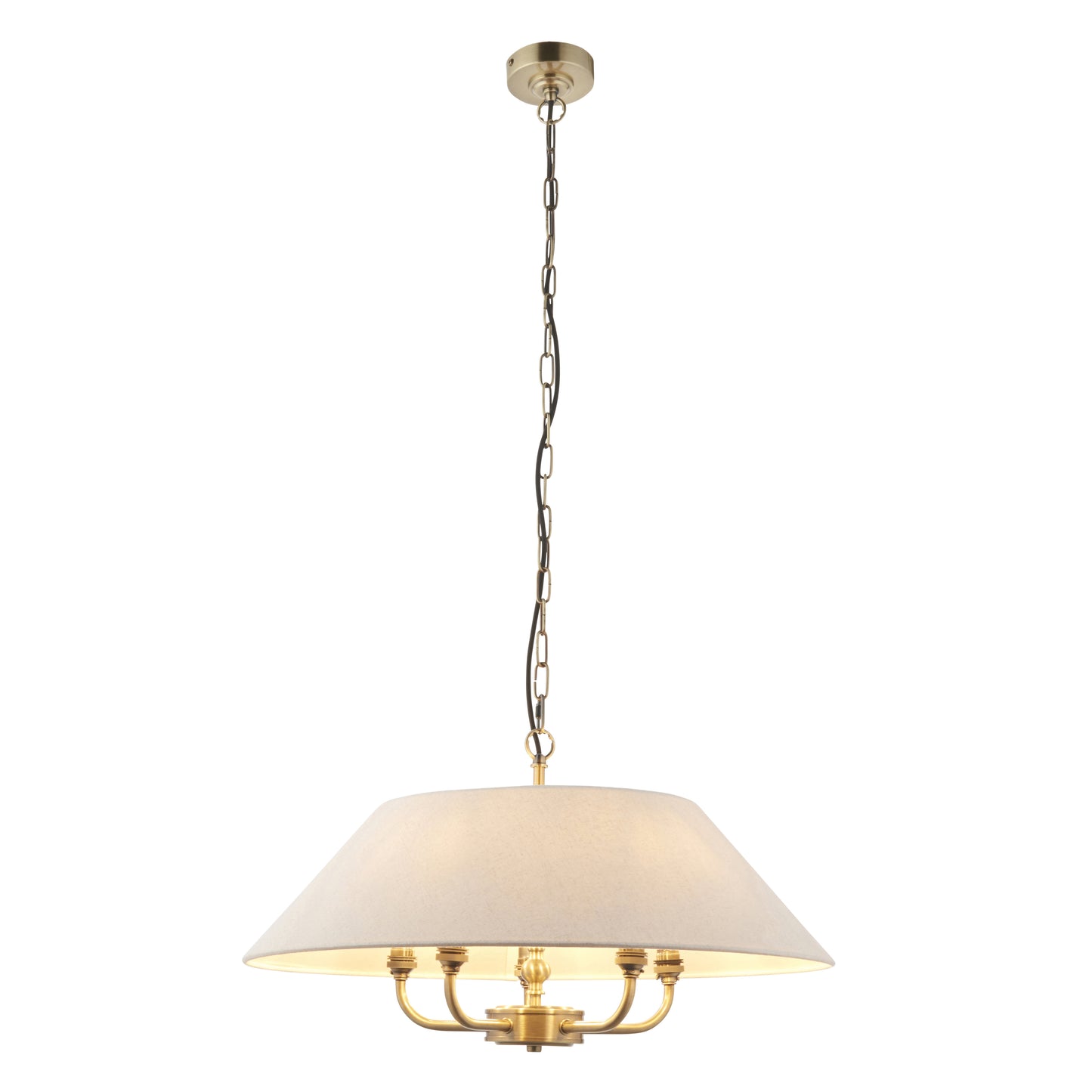 Lille Shaded 5 Light Pendant Antique Brass