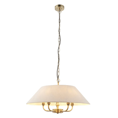 Lille Shaded 5 Light Pendant Antique Brass