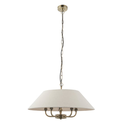 Lille Shaded 5 Light Pendant Antique Brass