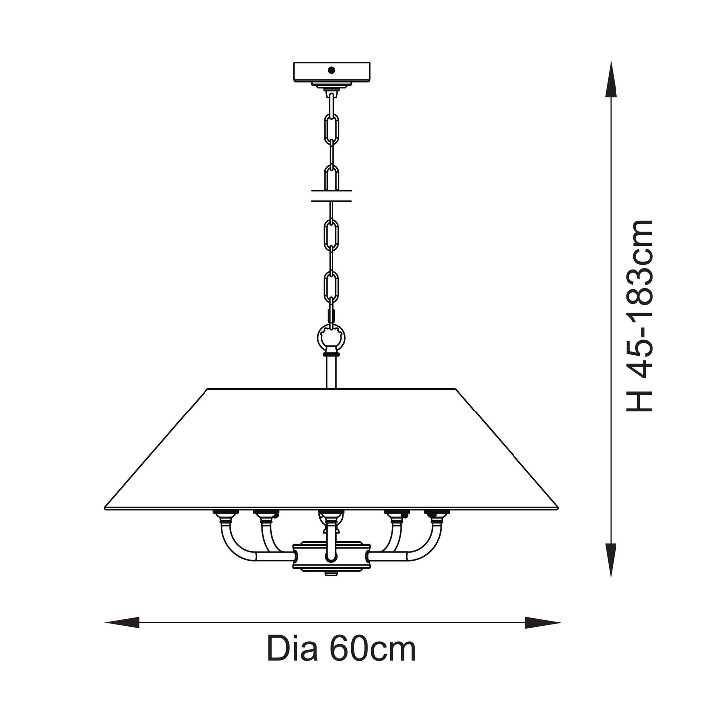 Lille Shaded 5 Light Pendant Antique Brass