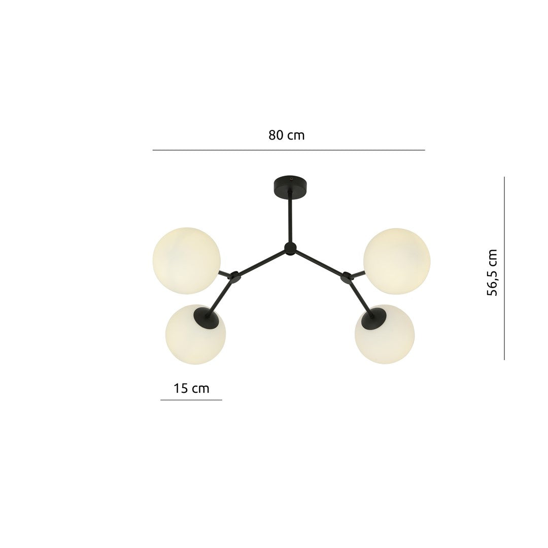 Space 4 Light Semi Flush Black & White