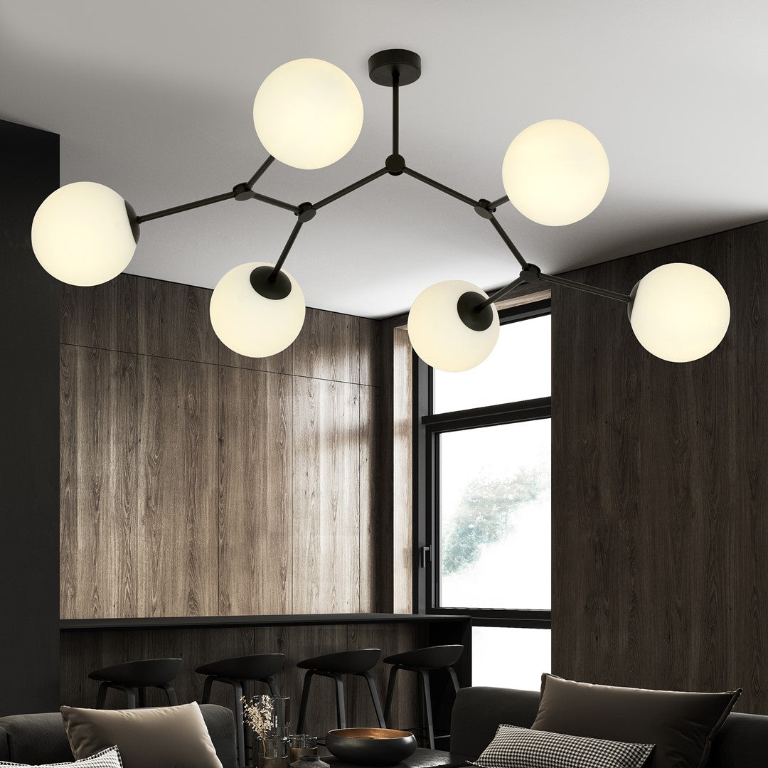 Space 6 Light Semi Flush Black & White